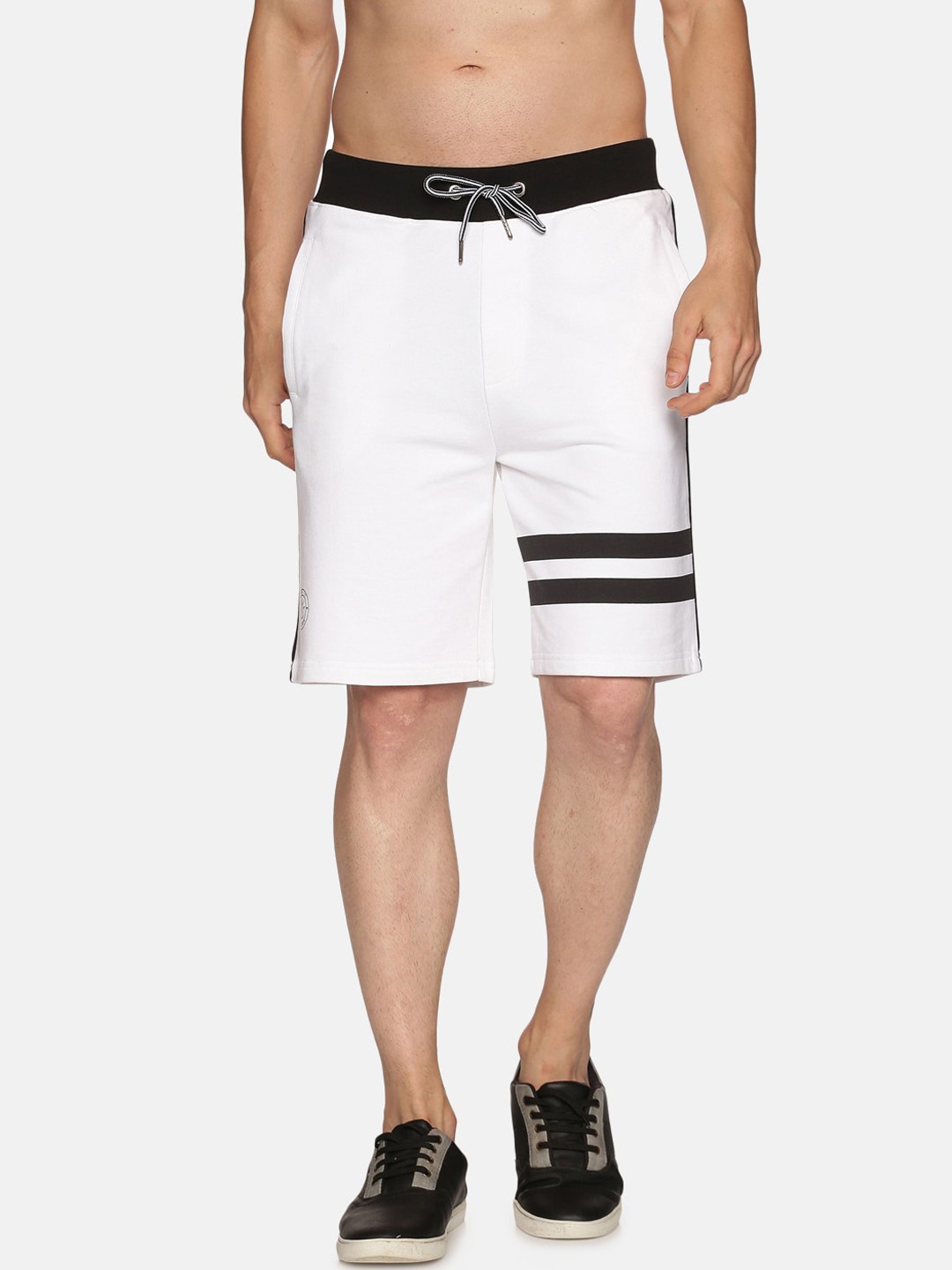 

UrGear Men White Training or Gym Sports Shorts With Stripe Detail