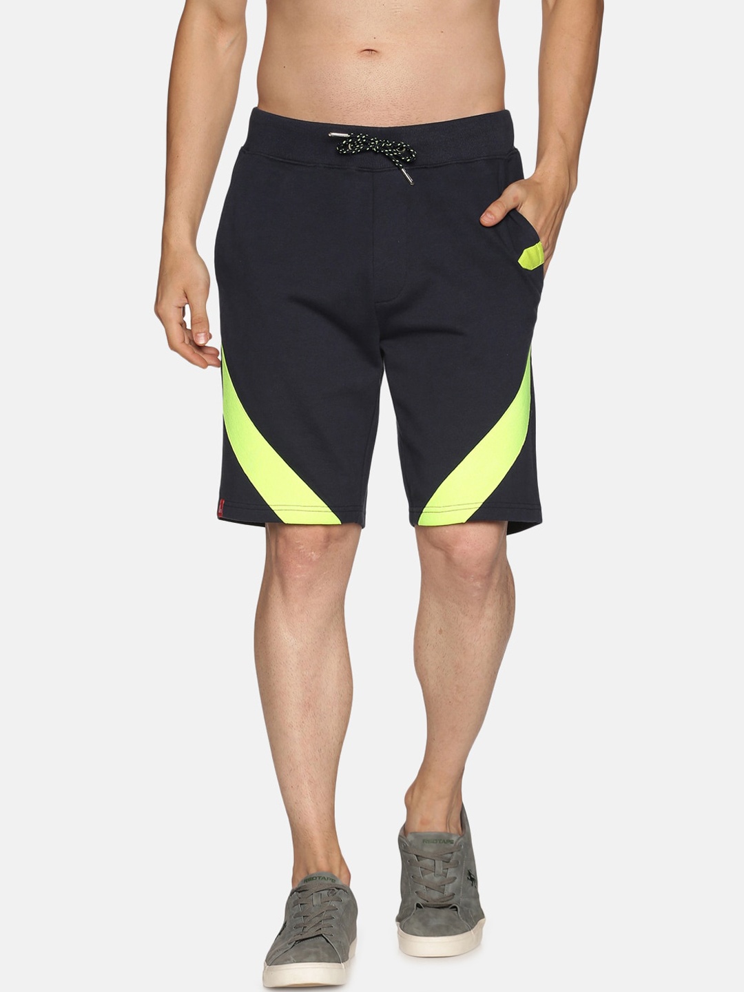 

UrGear Men Navy Blue Printed Training or Gym Sports Shorts