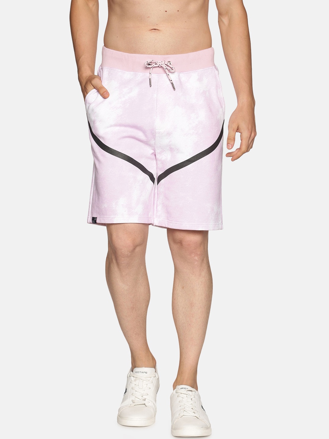 

UrGear Men Pink Printed Pure Cotton Training or Gym Sports Shorts