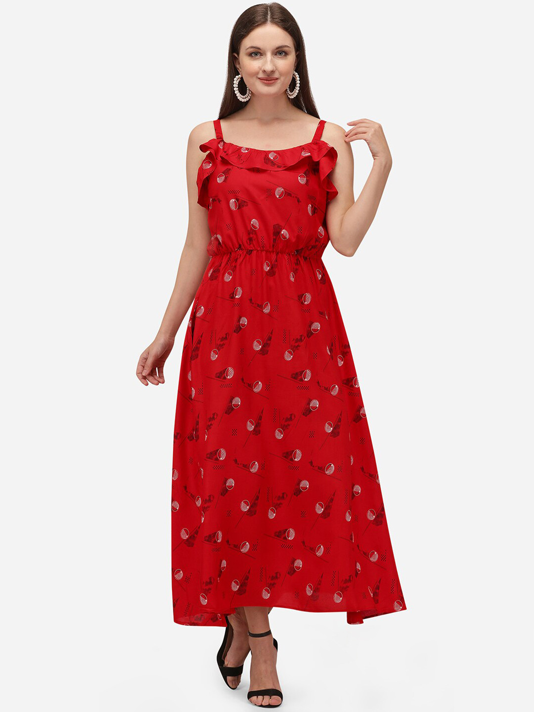

KALINI Women Red Floral Dyed Mirror Work Kurta