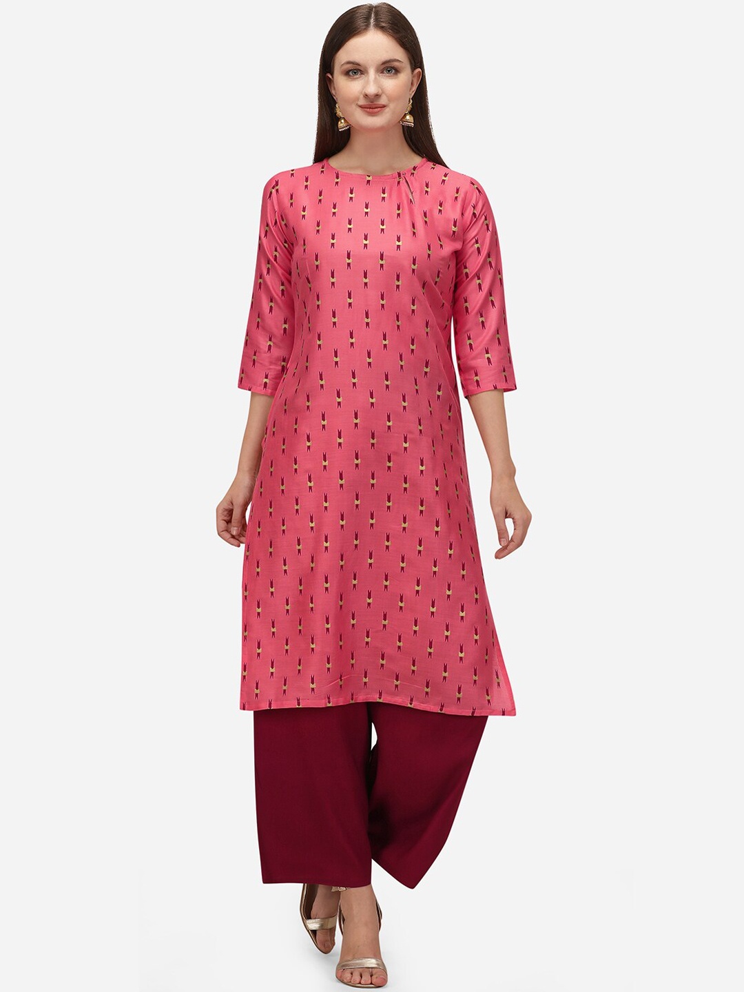 

KALINI Women Pink Printed Kurti with Palazzos