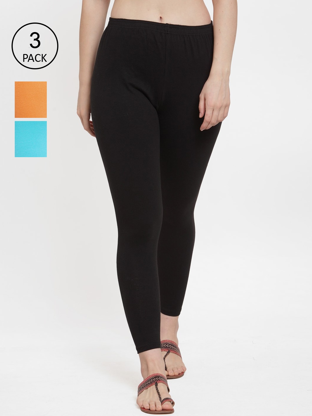 

Jinfo Women Pack Of 3 Ankle-Length Leggings, Black