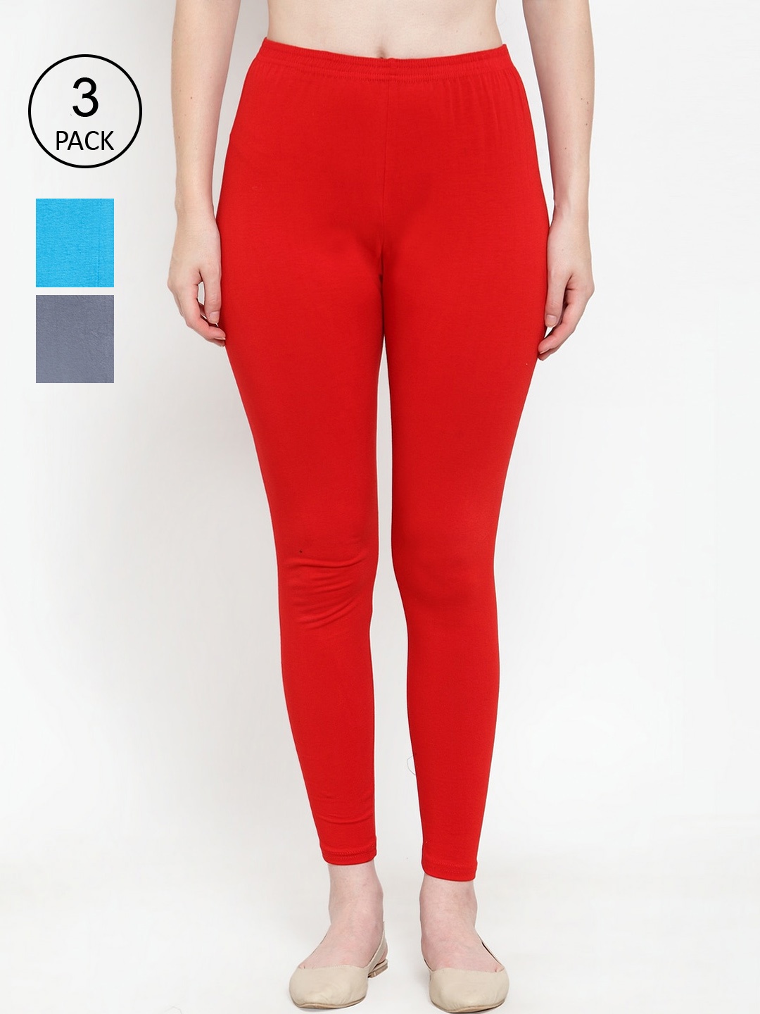

Jinfo Women Pack Of 3 Leggings, Red