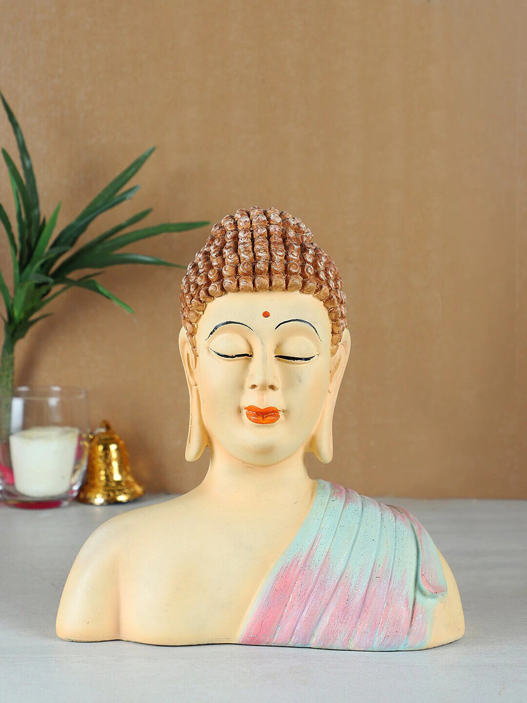 

TIED RIBBONS Beige & Brown Meditating Lord Buddha Statue Showpiece