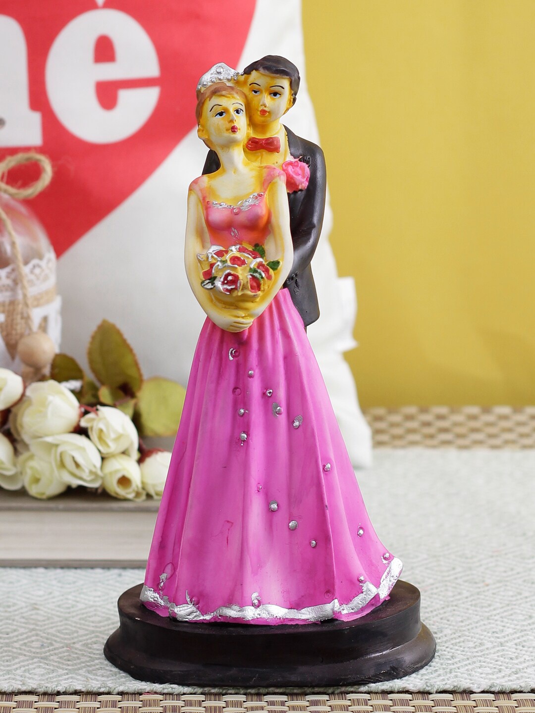 

TIED RIBBONS Pink & Black Lovely Couple Statue Figurine Showpieces