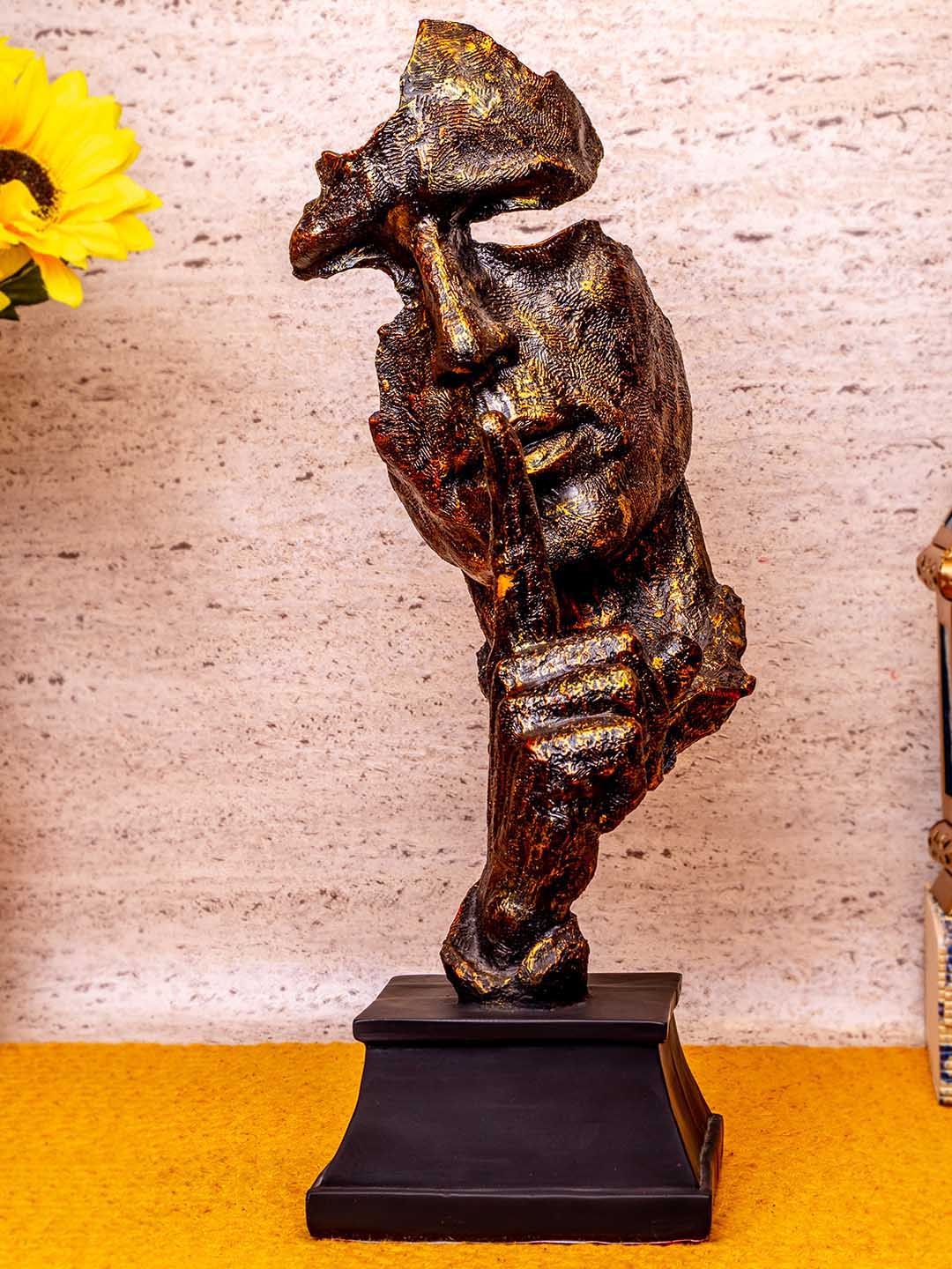 

TIED RIBBONS Copper-Toned & Black Decorative Human Face Statue Showpiece