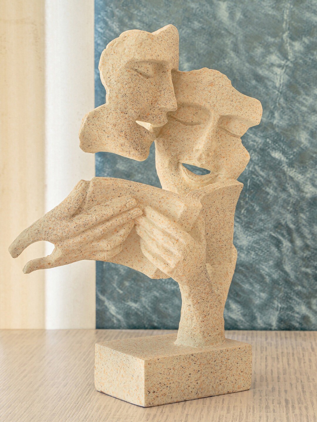 

TIED RIBBONS Beige Human Couple Face Statue Figurine Showpiece
