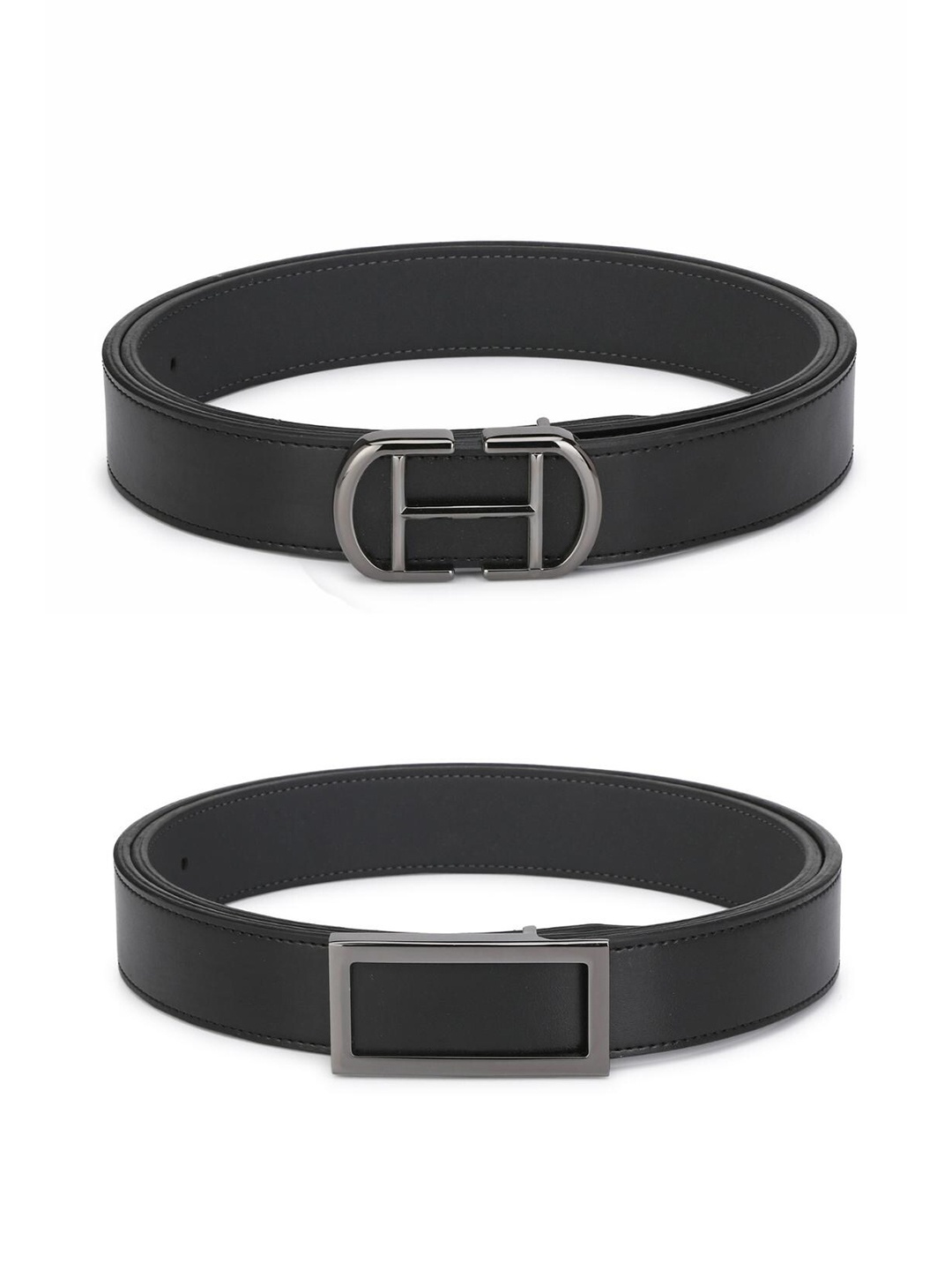 

Calvadoss Men Set of 2 PU Belt, Black