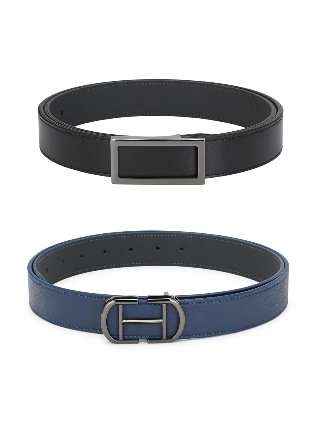 

Calvadoss Men Set Of 2 Black & Navy Blue PU Belt