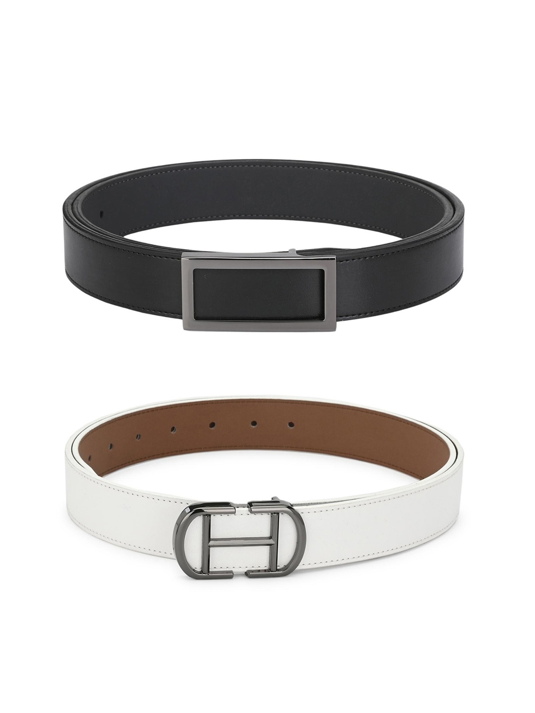 

Calvadoss Men Pack Of 2 Black & White Belt