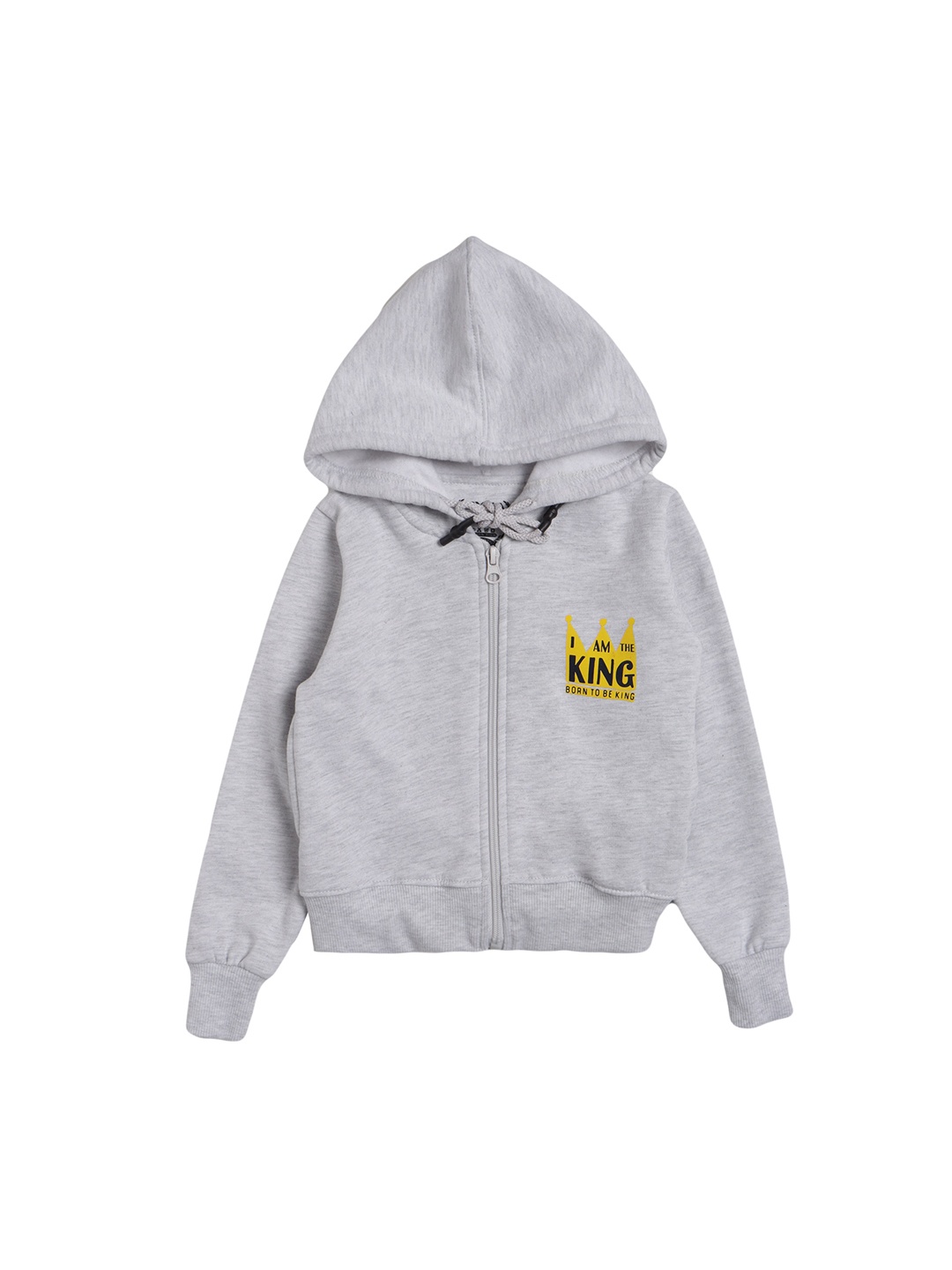 

DYCA Boys Grey Yellow Printed Fleece Lightweight Hooded Bomber Jacket