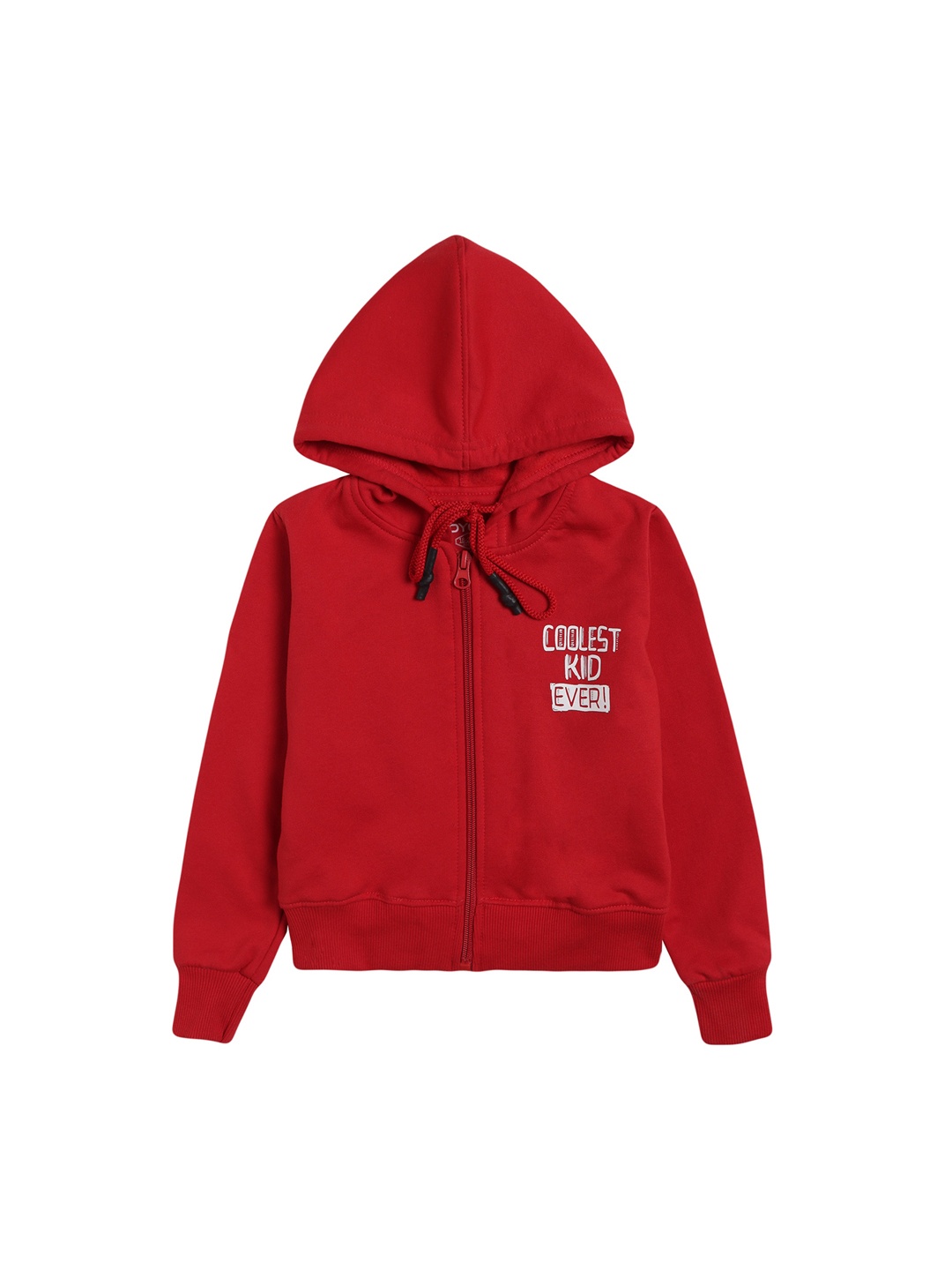

DYCA Boys Red White Printed Fleece Lightweight Hooded Bomber Jacket