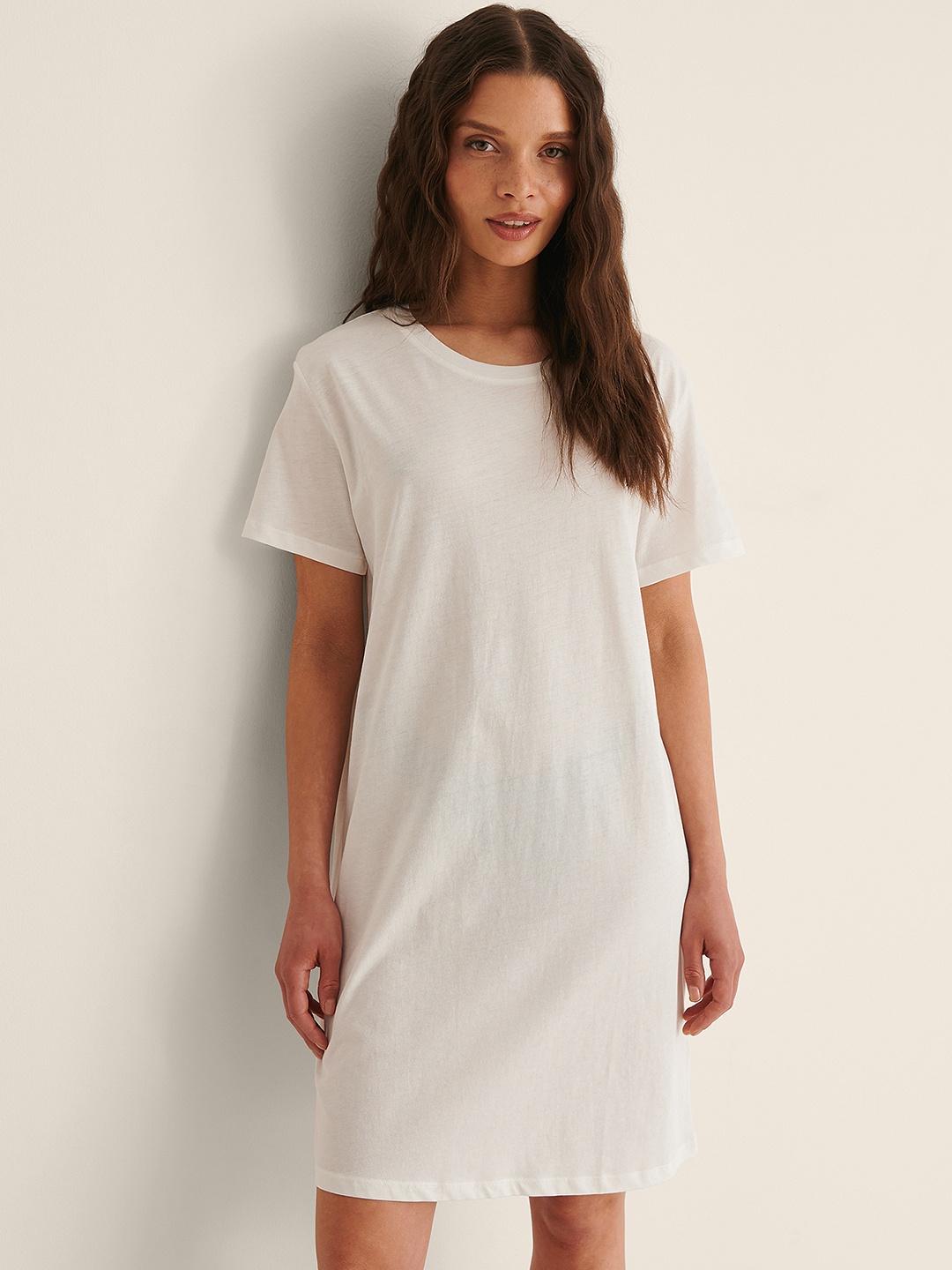 

NA-KD White Organic Cotton Solid T-shirt Dress