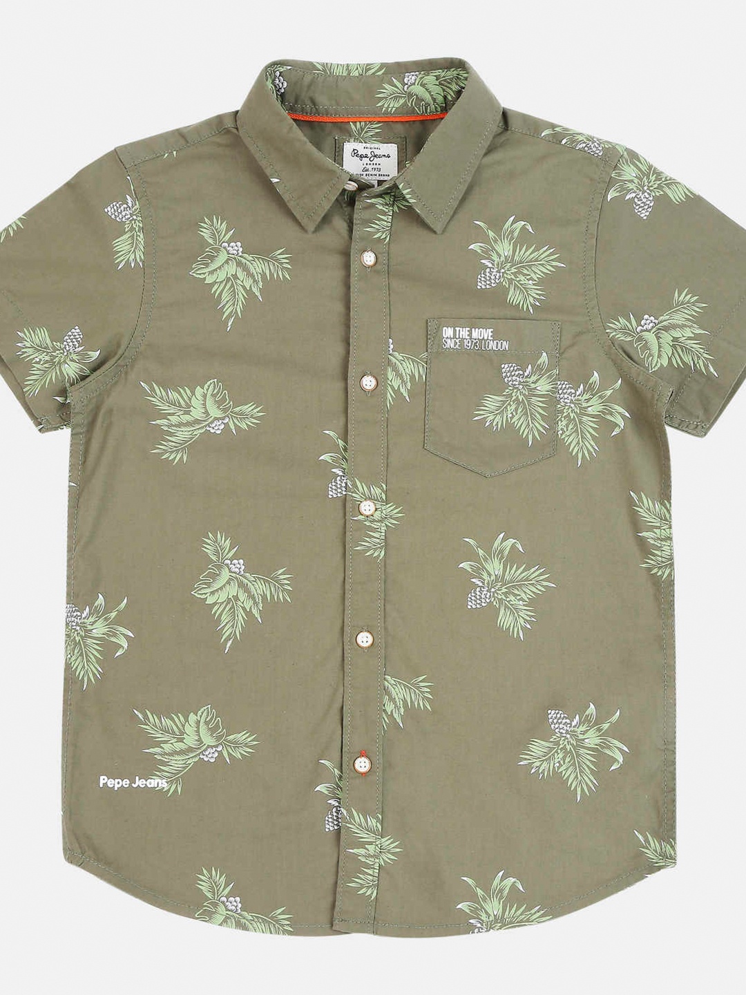 

Pepe Jeans Boys Olive Green Floral Printed Casual Shirt