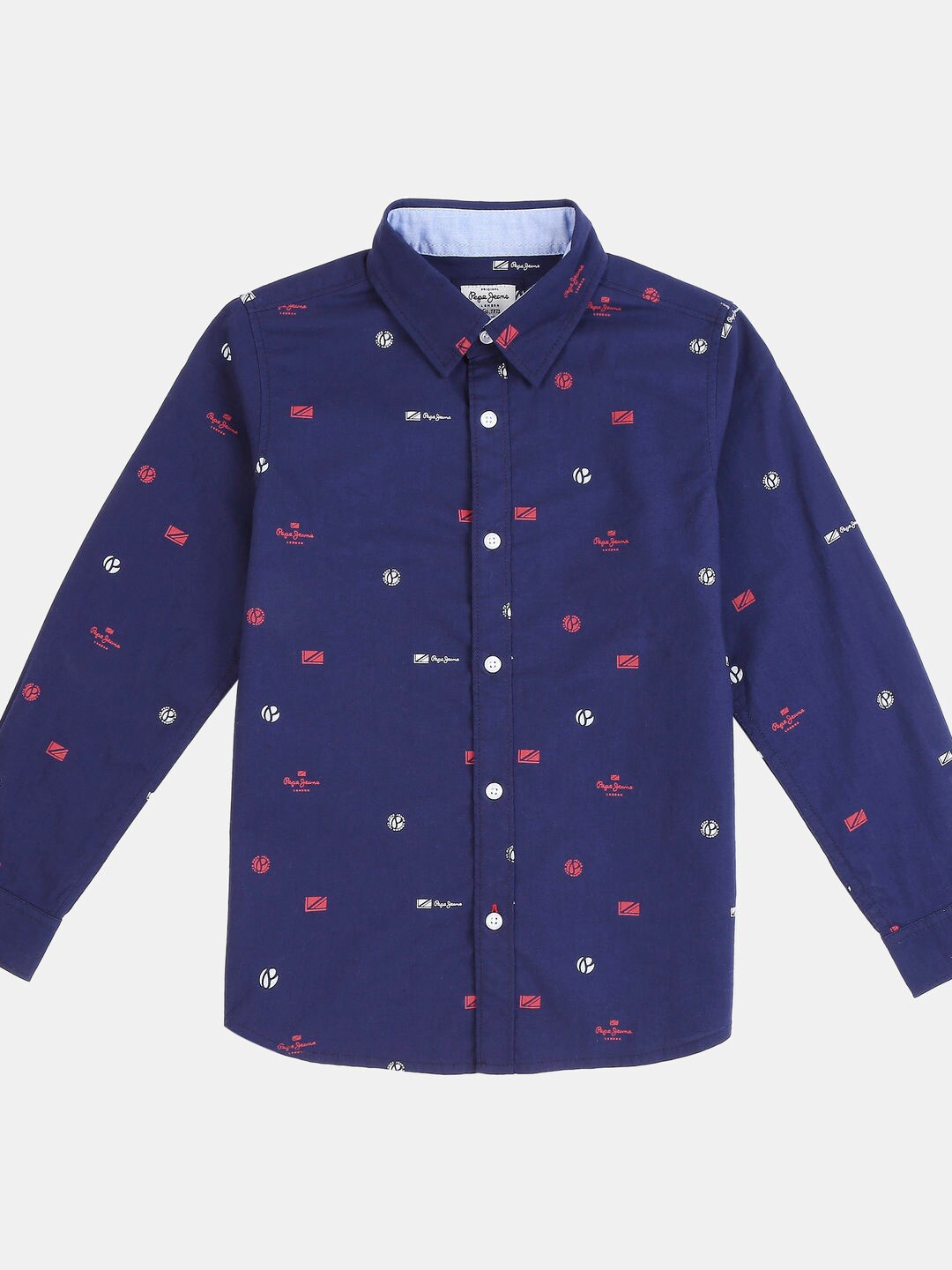 

Pepe Jeans Boys Blue Printed Regular Fit Cotton Casual Shirt