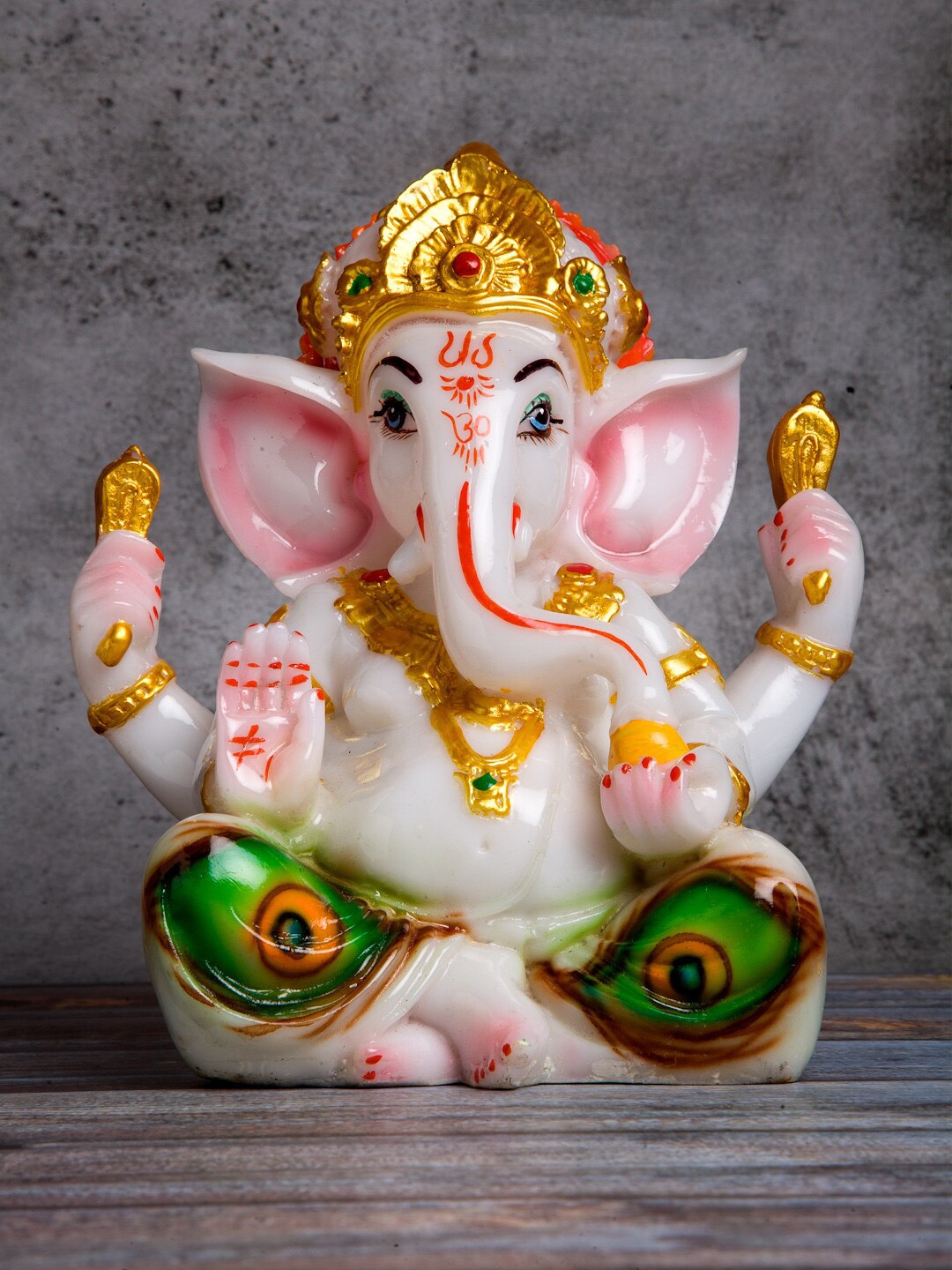 

KLOTTHE White & Pink Polyresin Ganesha Idol
