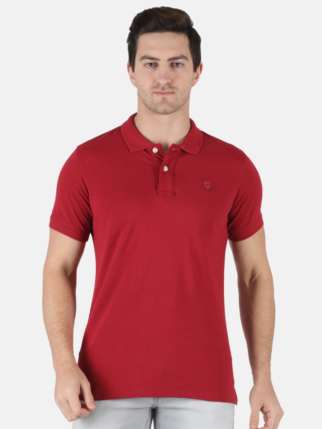 

Monte Carlo Men Maroon Solid Polo Collar Regular-Fit T-shirt