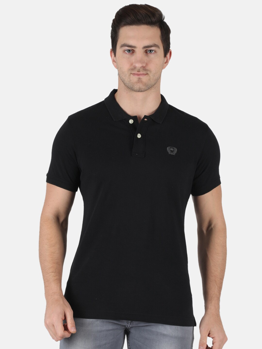 

Monte Carlo Men Black Polo Collar T-shirt