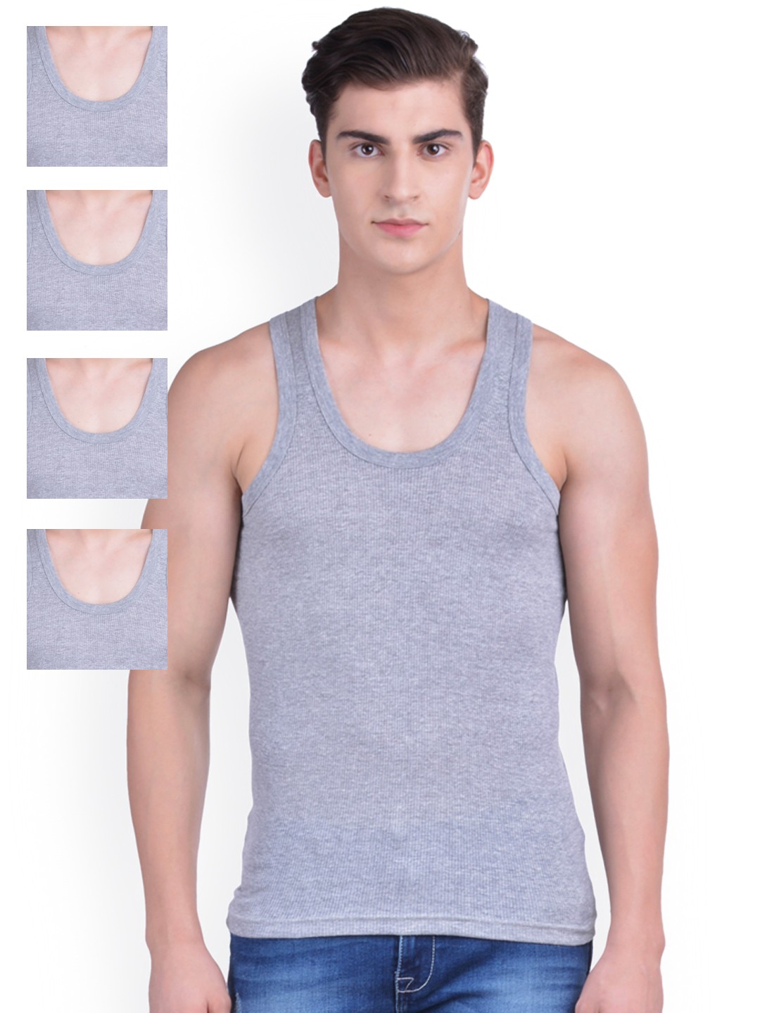 

Dollar Bigboss Men Pack of 5 Vests MDVE-04-PO5, Grey