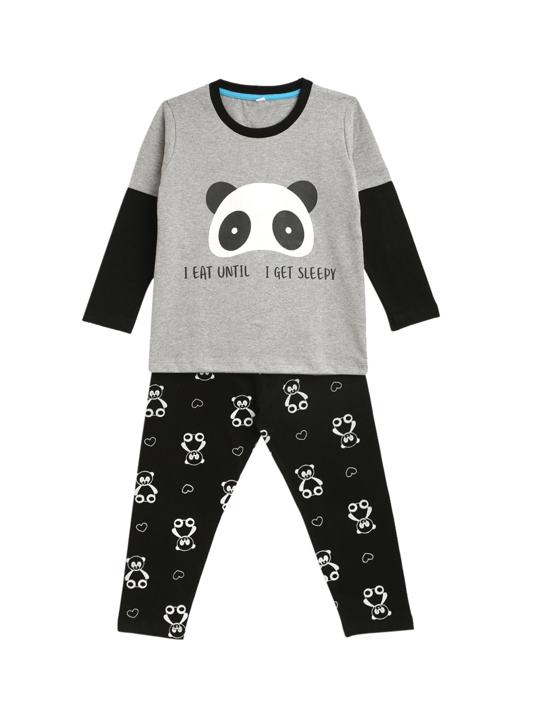 

KIDSCRAFT Boys Grey & Black Panda Printed Night Suit