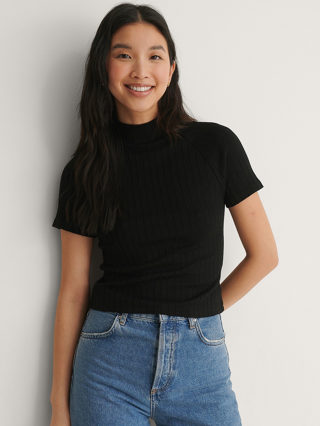 

NA-KD Black Self-Striped Top