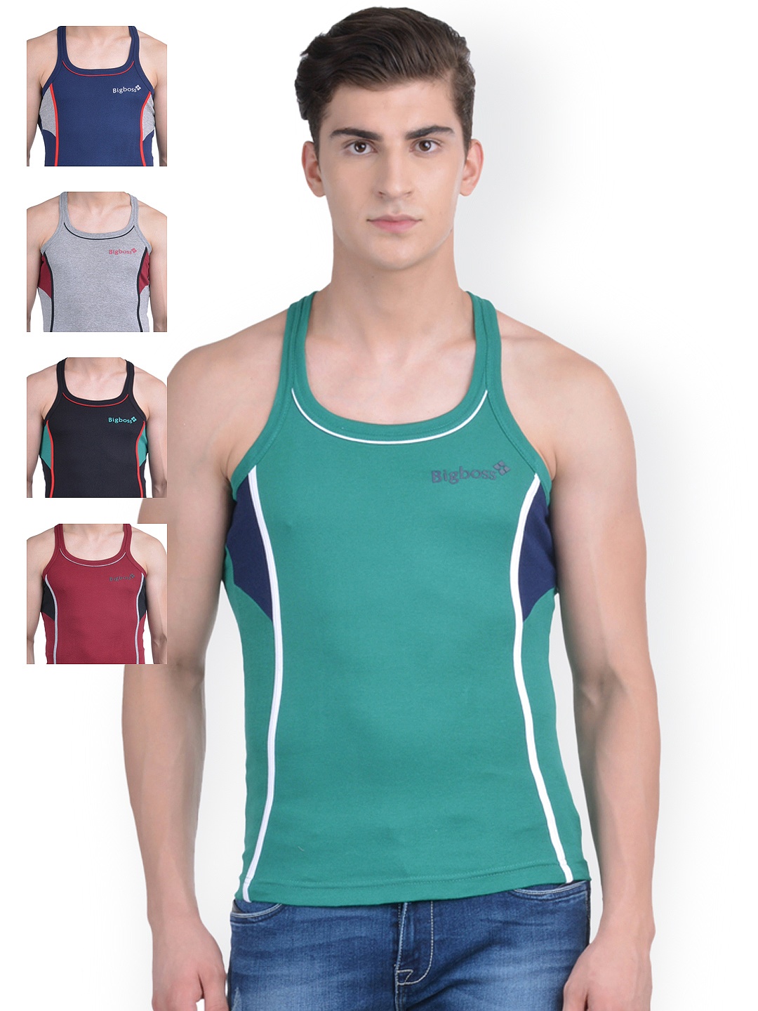 

Dollar Bigboss Men's Solid Pack of 5 Cotton Racerback Styled Gym Vest MDBB-11-PO5-1, Multi