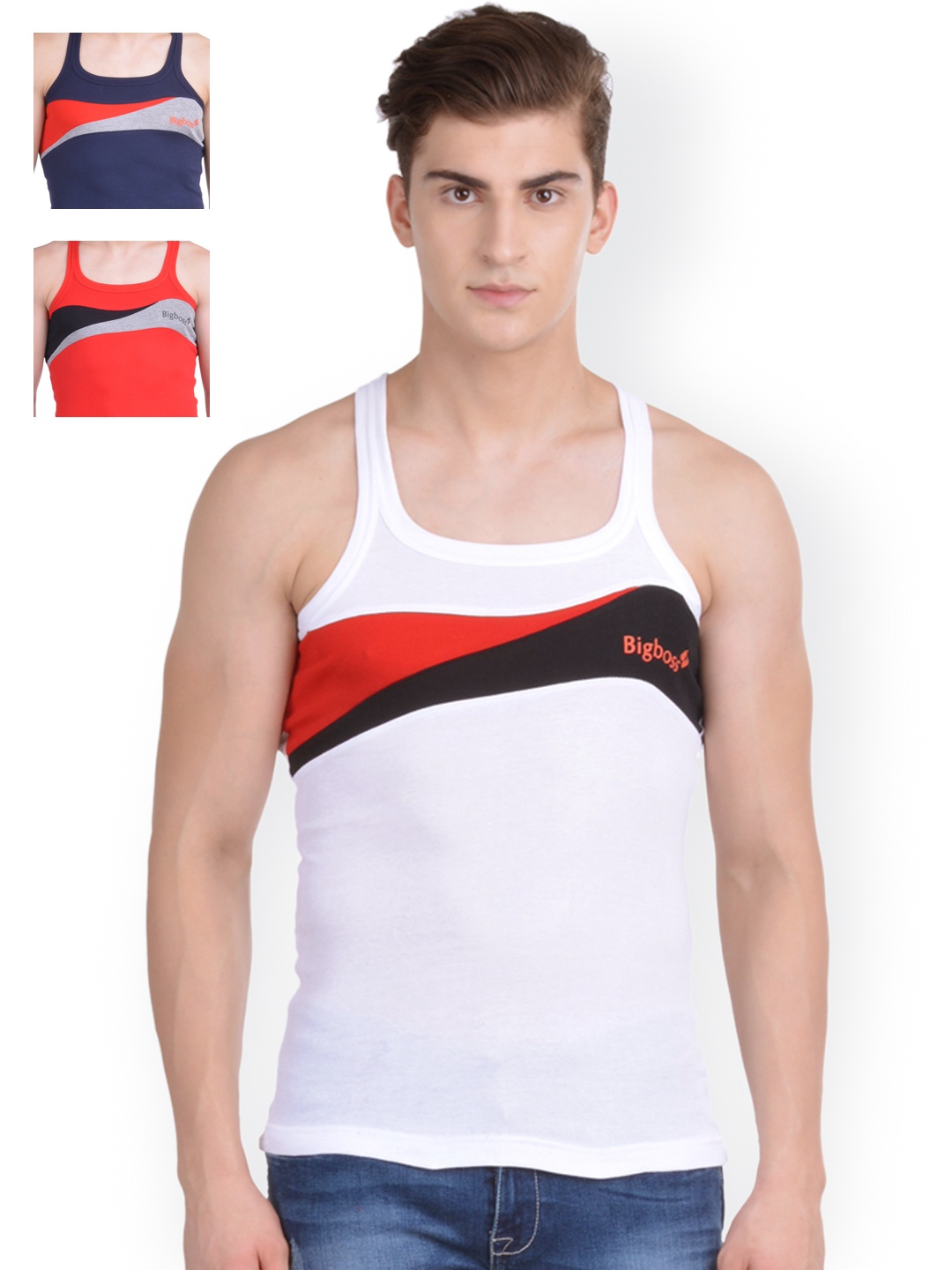 

Dollar Bigboss Men Pack of 3 Solid Super Combed Cotton Gym Vest MDBB-12-PO3-2, Navy blue