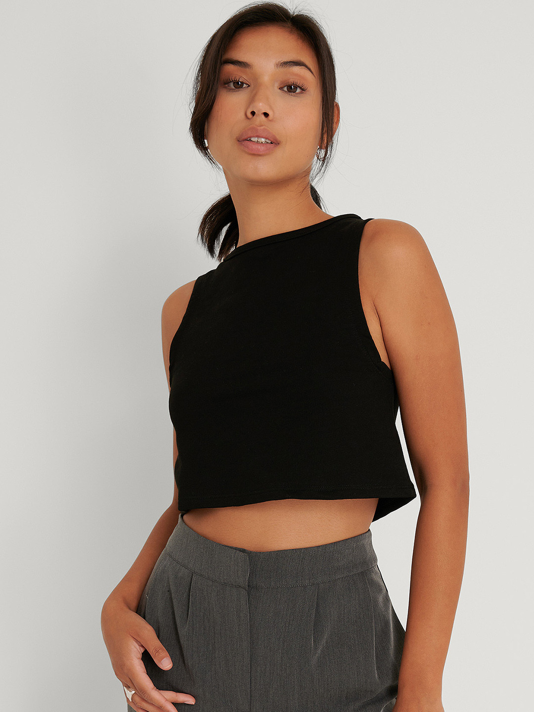 

NA-KD Women Black Crop Top