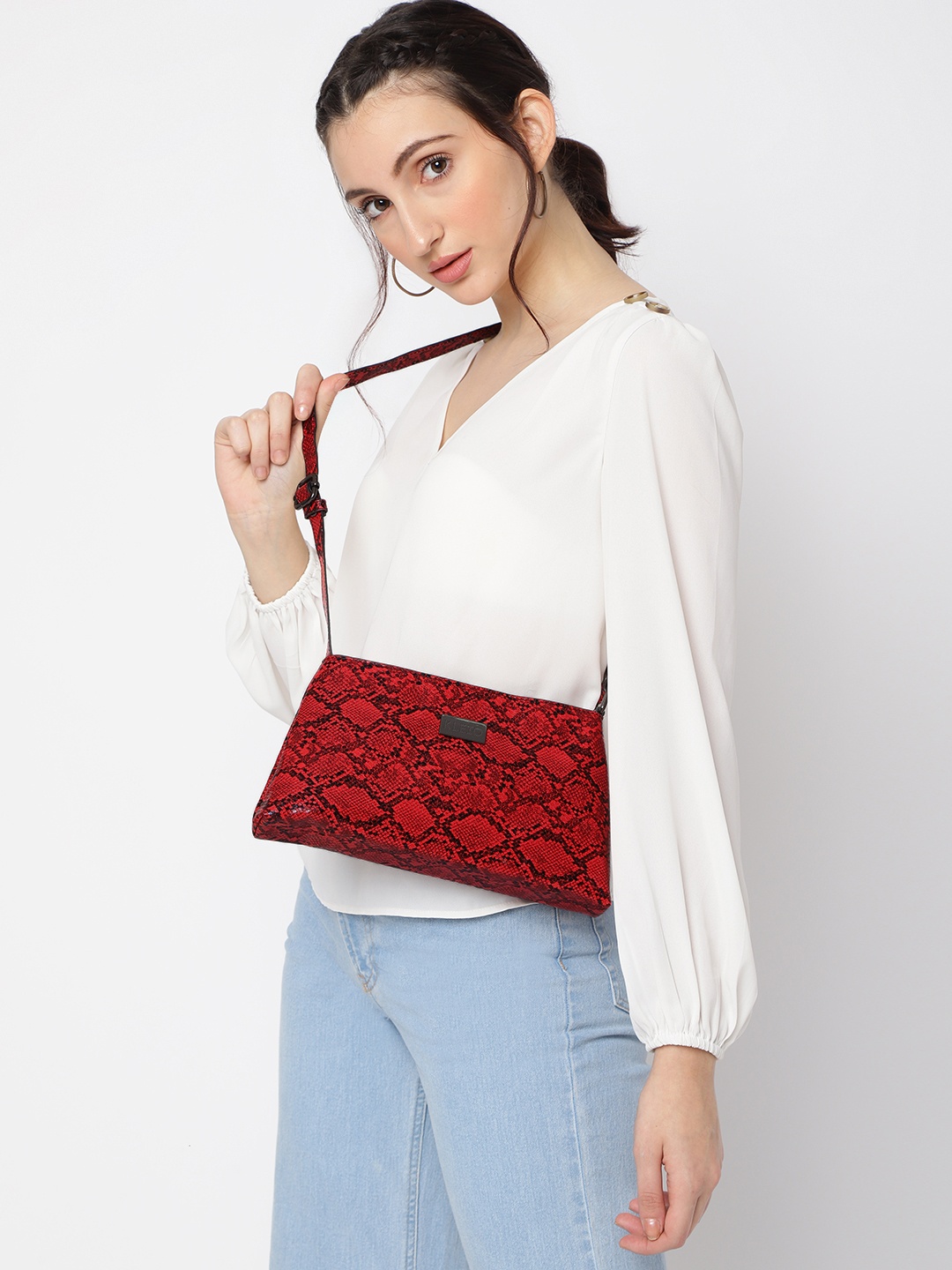 

KLEIO Red Animal Printed PU Structured Sling Bag