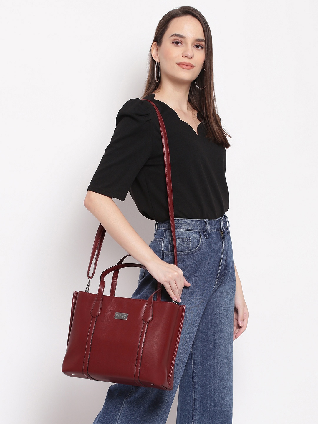 

KLEIO Satchel Structured Handbag, Red