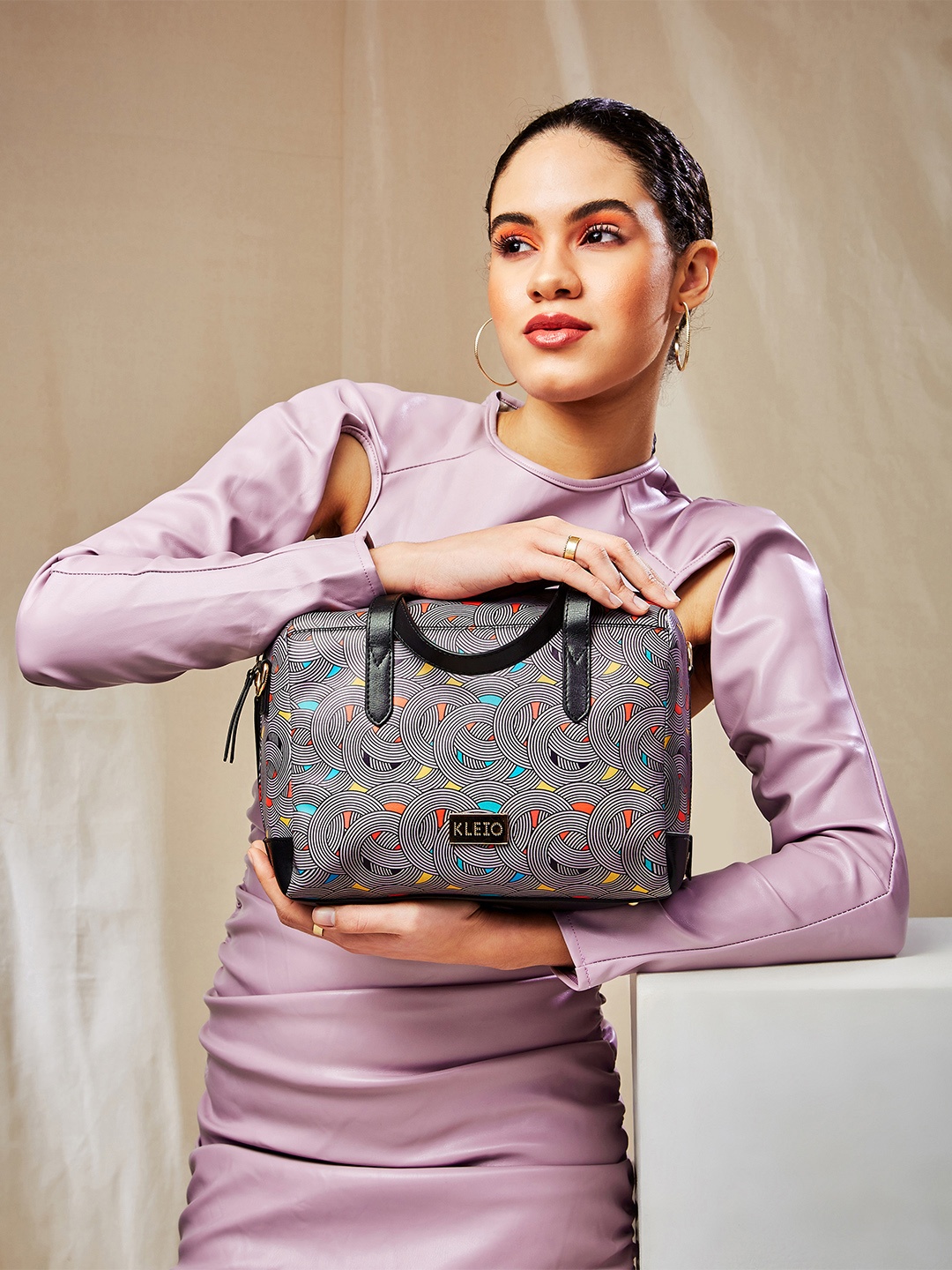 

KLEIO Printed PU Satchel Handbag, Multi