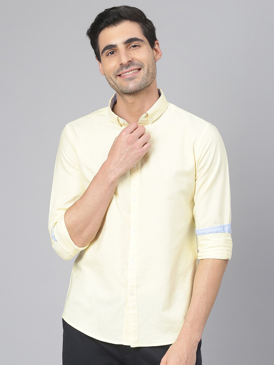 

Dennis Lingo Men Lime Green Comfort Slim Fit Cotton Casual Shirt