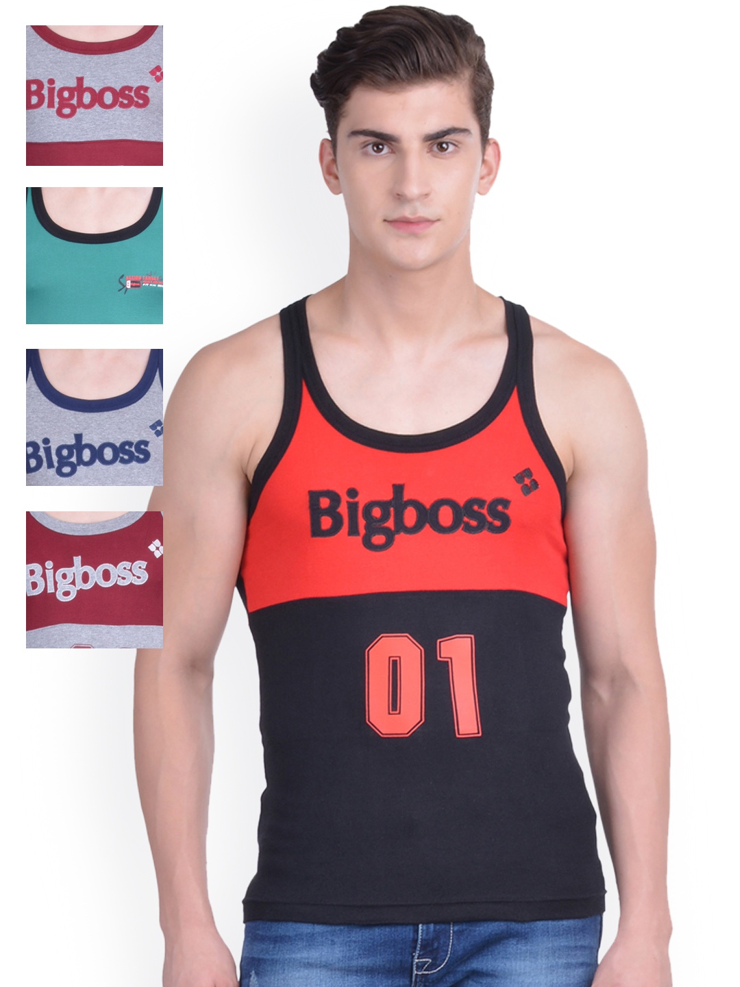 

Dollar Bigboss Men's Solid Pack of 5 Cotton Racerback Styled Gym Vest MDBB-17-PO5-1, Multi