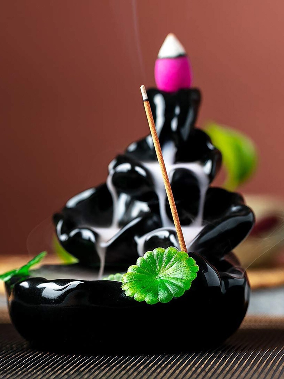 

Homesake Black Solid Ceramic Backflow Incense Holder Waterfall Incense Burner