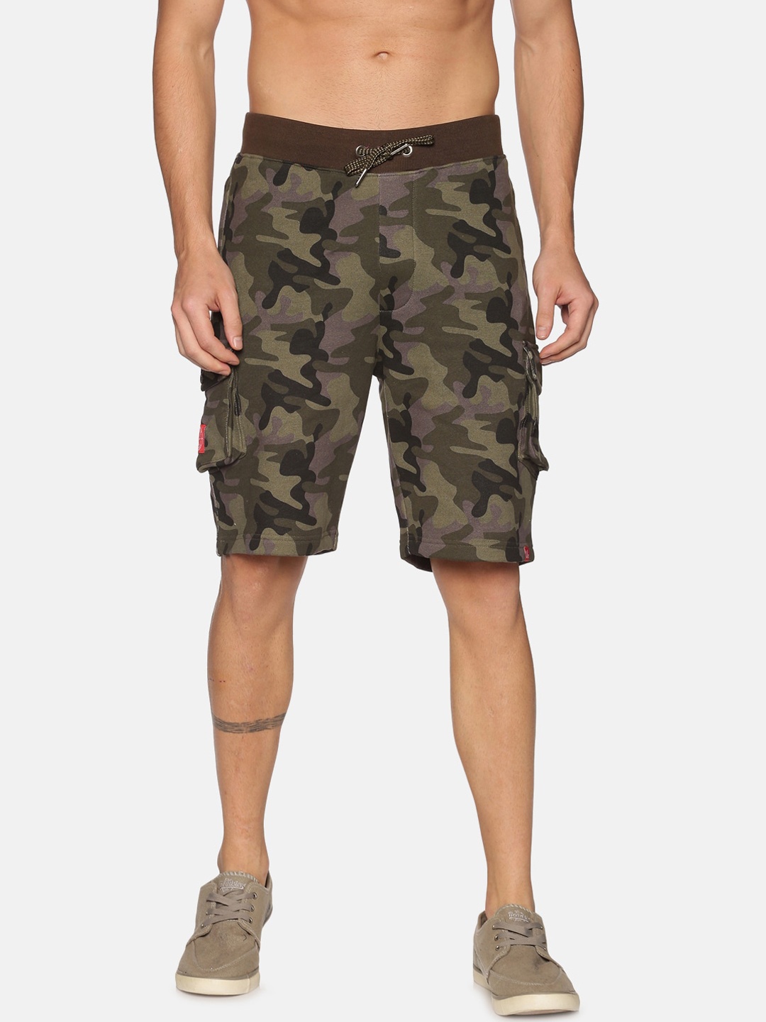

UrGear Men Multicoloured Camouflage Printed Cotton Cycling Cargo Shorts, Multi