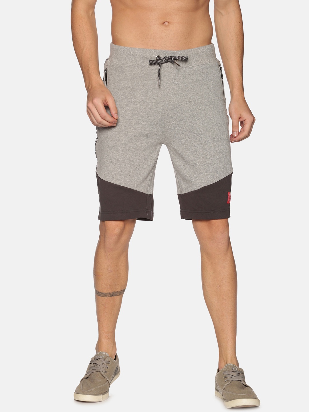 

UrGear Men Grey Colorblocked Cotton Cycling Shorts