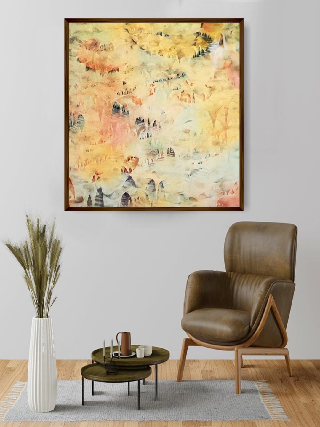 

The Art House Yellow & Blue Abstract Panting Framed Wall Art