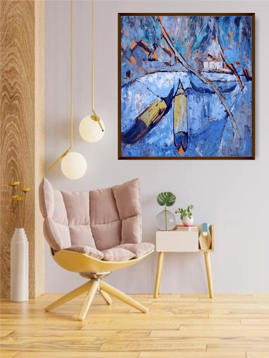 

The Art House Blue & Multicoloured Abstract Painting Framed Wall Art