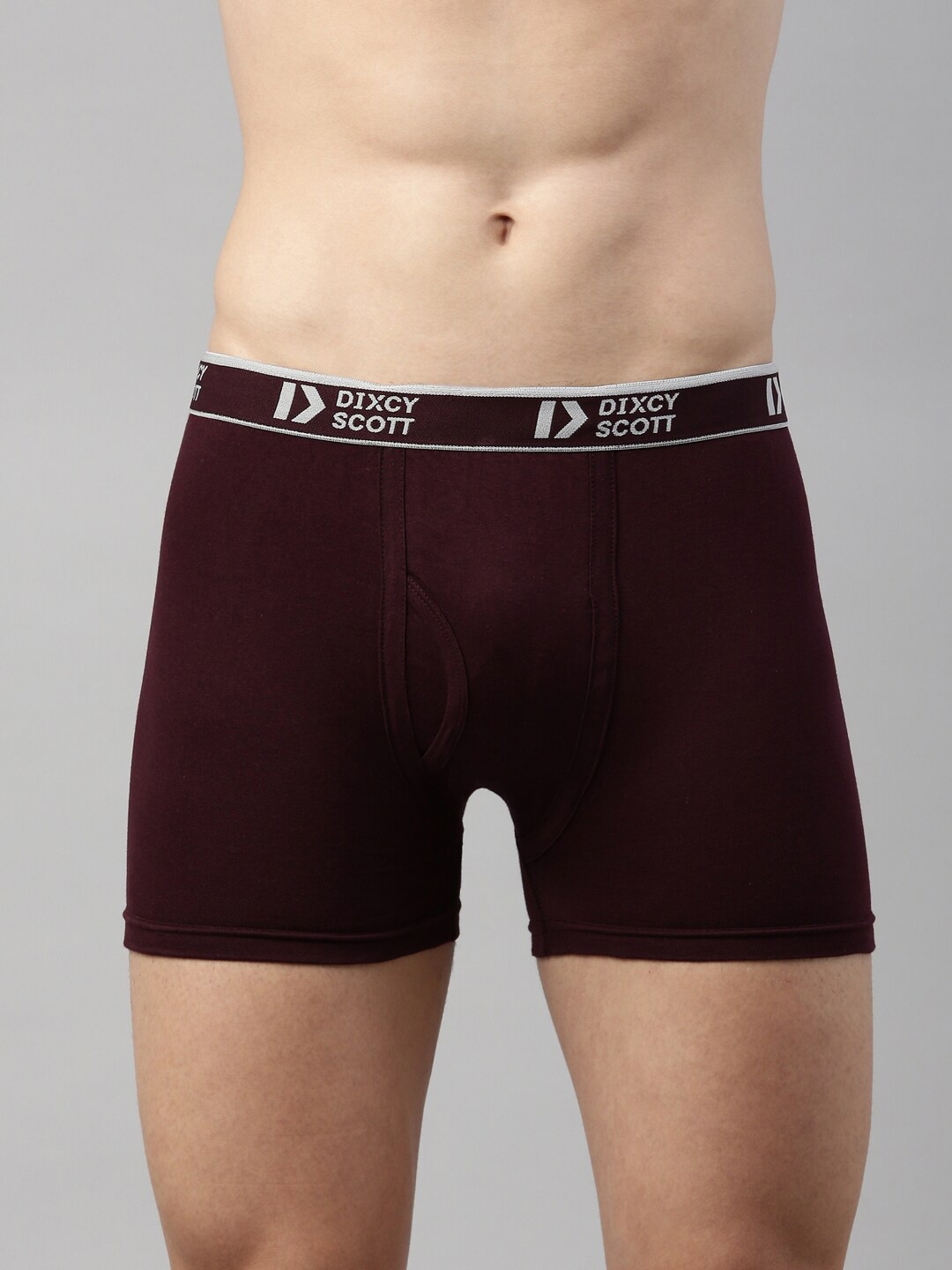 

DIXCY SCOTT Men Wine Solid Antimicrobial Cotton Trunk, Burgundy