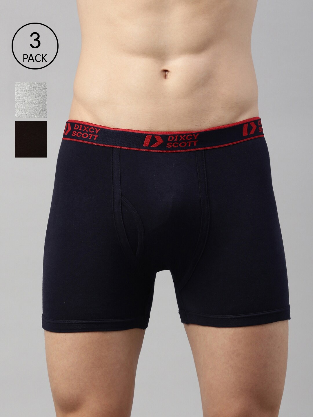 

DIXCY SCOTT Men Pack of 3 Solid Pure Cotton Trunks DSO-TITAN TRUNK-P3, Navy blue