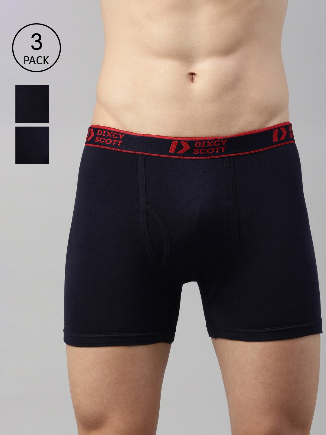 

DIXCY SCOTT Men Pack Of 3 Navy Blue Solid Cotton Trunks DSO-TITAN TRUNK-P3
