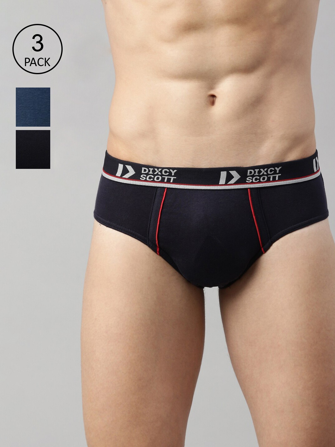 

DIXCY SCOTT Men Blue & Navy Blue Pack Of 3 Solid Pure Cotton Basic Briefs