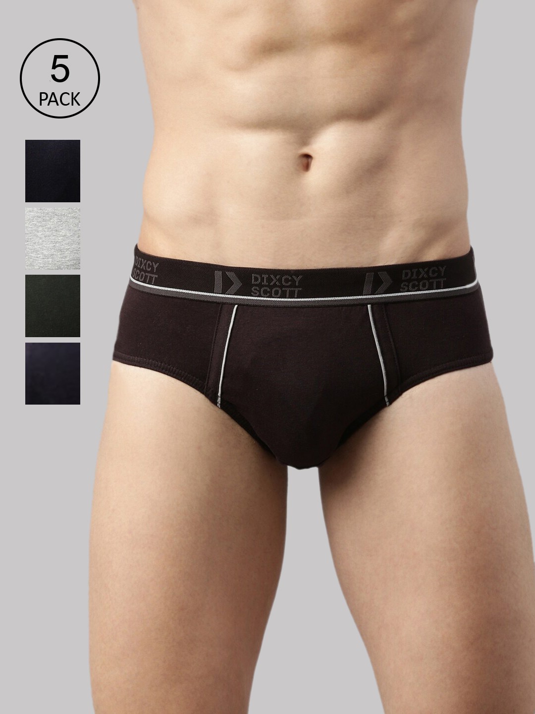 

DIXCY SCOTT Men Pack Of 5 Solid Basic Briefs DSO-REPLAY, Grey