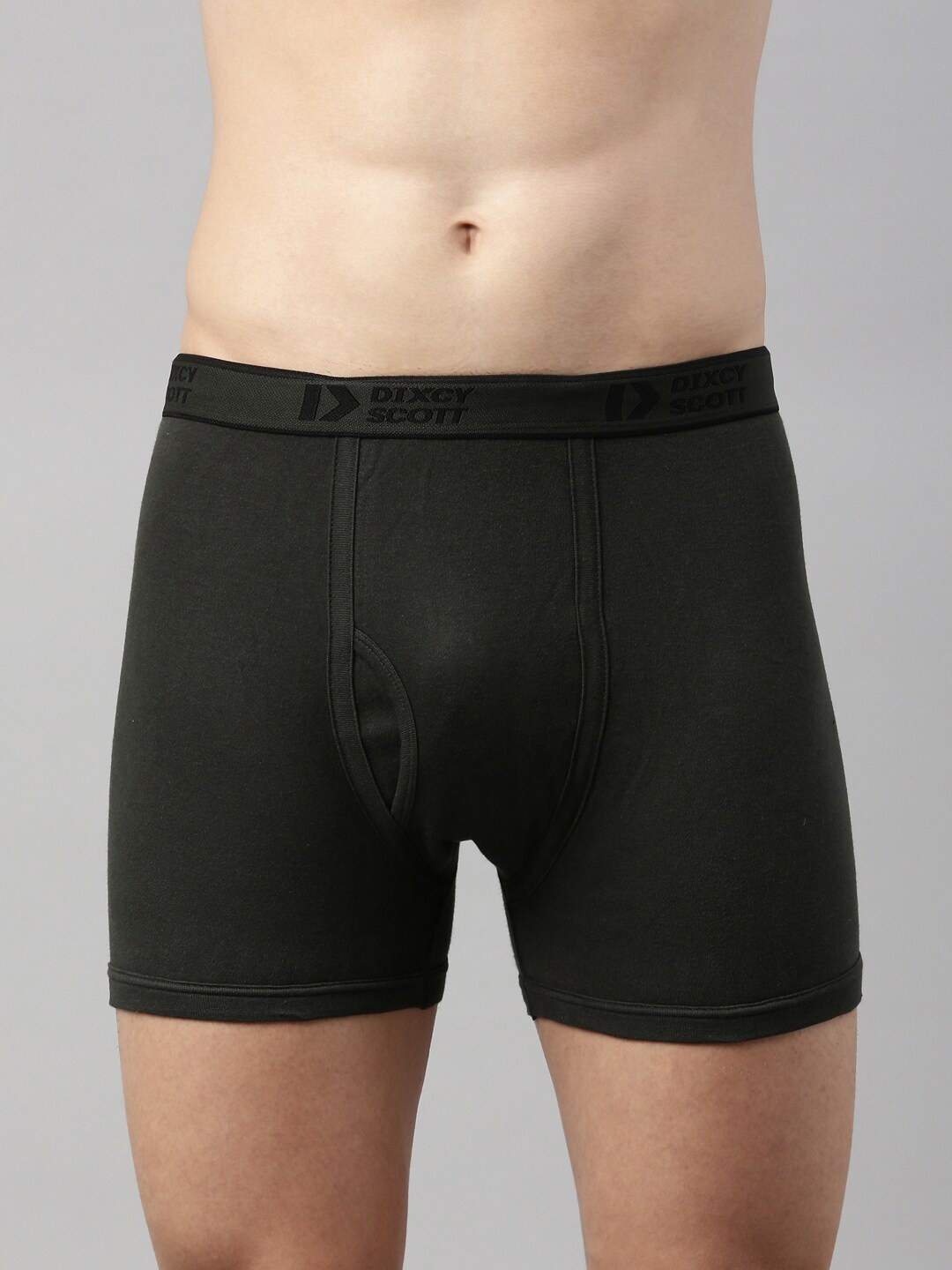 

DIXCY SCOTT Men Olive Solid Pure Cotton Trunk