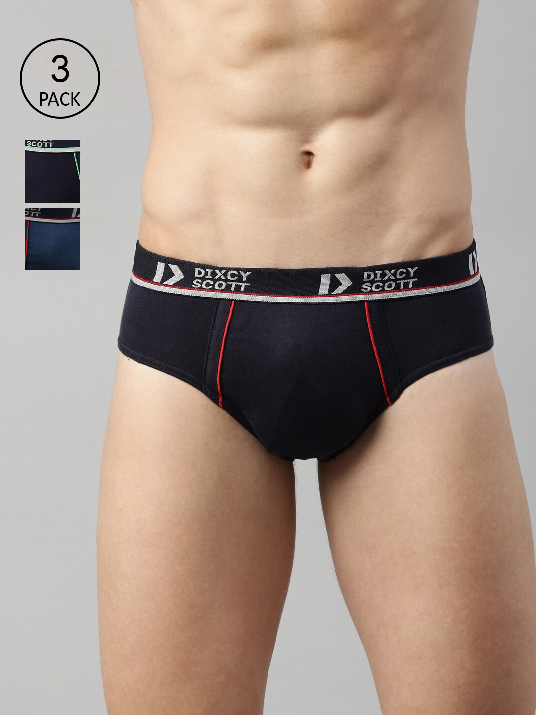 

DIXCY SCOTT Men Pack Of 3 Blue Solid Cotton Basic Briefs DSO-REPLAY BRIEF-P3, Navy blue