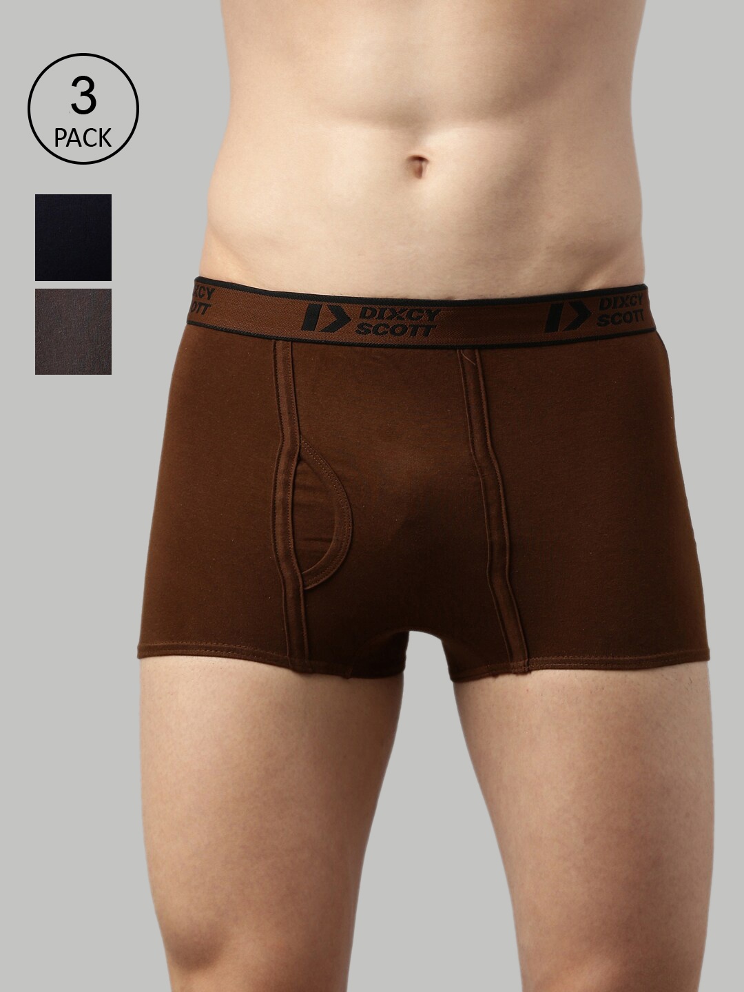 

DIXCY SCOTT Men Pack of 3 Solid Cotton Trunk - DSO-SWISH TRUNK-P3, Brown
