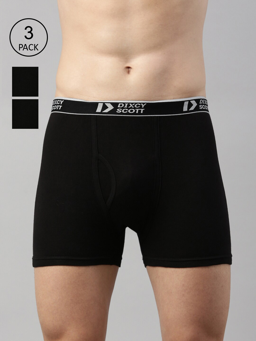 

DIXCY SCOTT Men Pack of 3 Solid Cotton Trunks - DSO-TITAN TRUNK-P3, Black