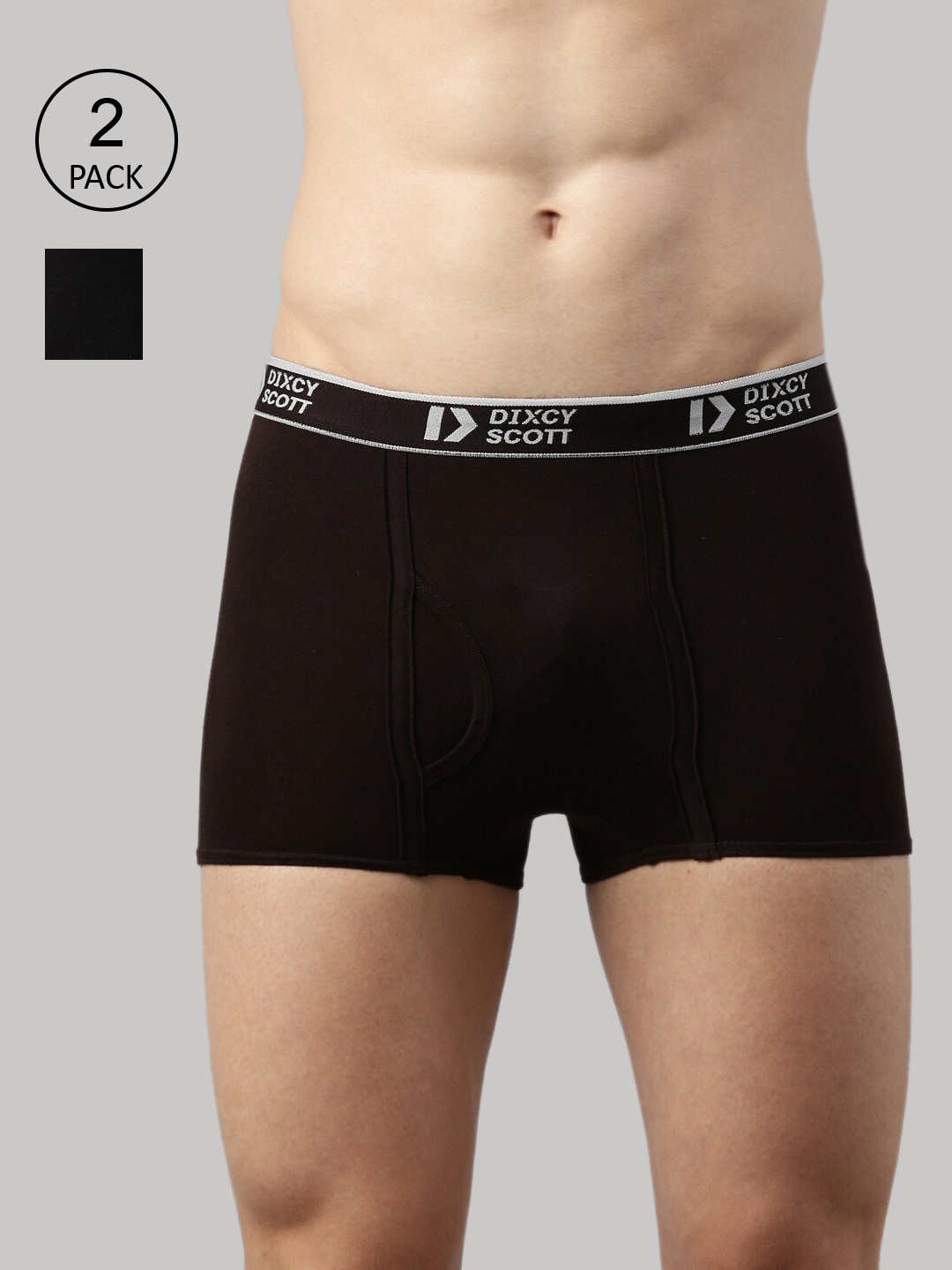 

DIXCY SCOTT Men Black & Coffee Brown Pack of 2 Solid Pure Cotton Trunk DSO-SWISH TRUNK-P2