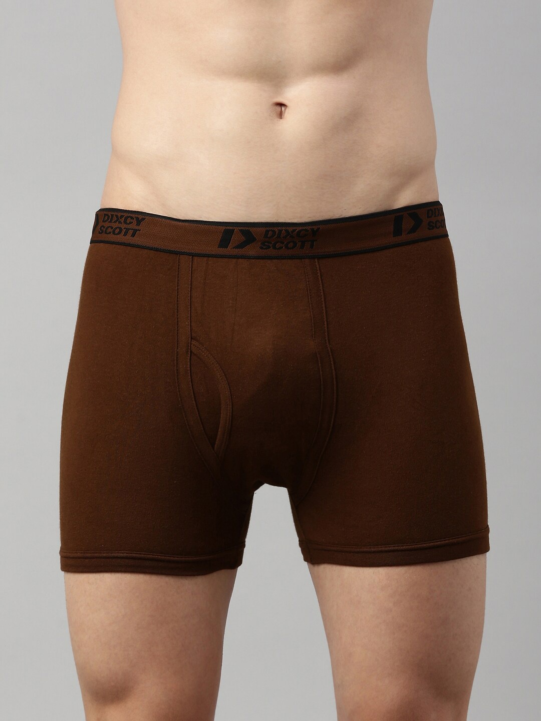 

DIXCY SCOTT Men Coffee Brown Solid Pure Cotton Trunk