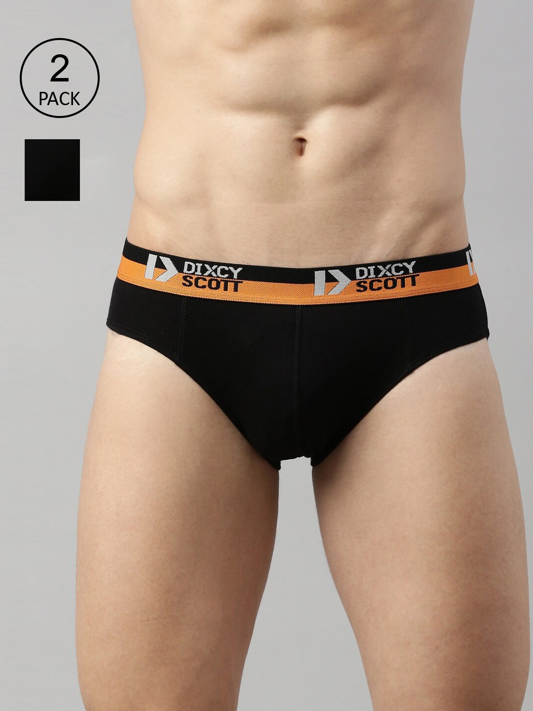 

DIXCY SCOTT Men Pack Of 2 Black Solid Pure Cotton Basic Briefs DSO-MOVE BRIEF-P2